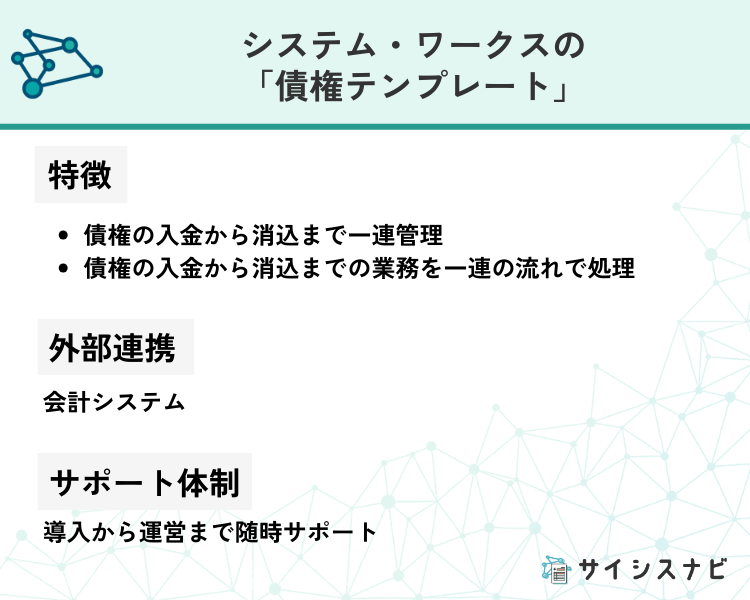 システム・ワークス「債権テンプレート」の特徴を表した図